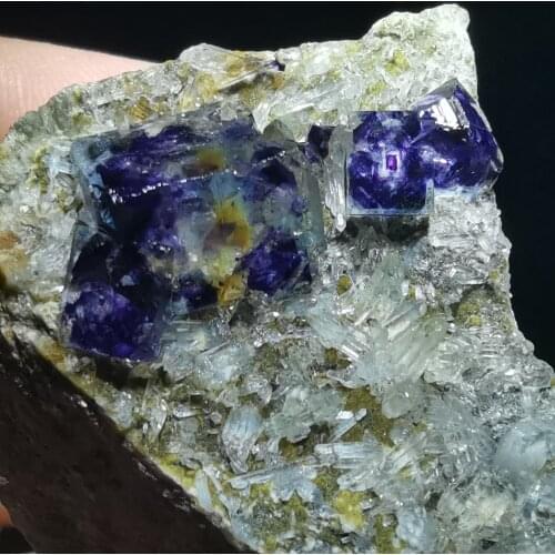 58.8gNatural rare purple fluorite and Crystal Cluster mineral specimen healing energy teaching home decoration CRYSTAL QUARTZ GE