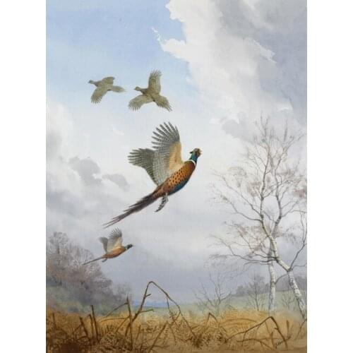 Watercolor pastoral colorful birds tree scenery oil painting canvas printings printed on canvas wall art decoration picture