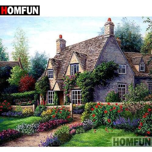 HOMFUN Full Square/Round Drill 5D DIY Diamond Painting "House landscape" Embroidery Cross Stitch 5D Home Decor Gift A17900