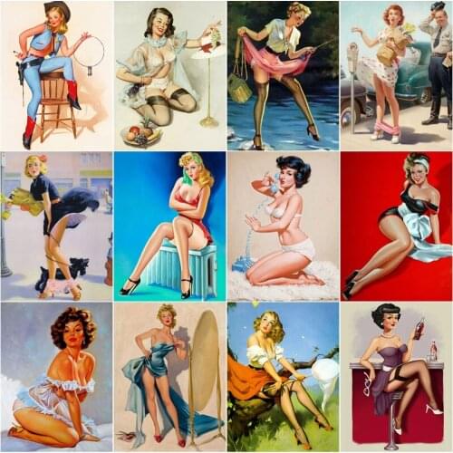 DIY Diamond Modern Painting Full Square/round Drill Stylish Women Girl Posters Rhinestones Cross Stitch Art House Decor Gifts