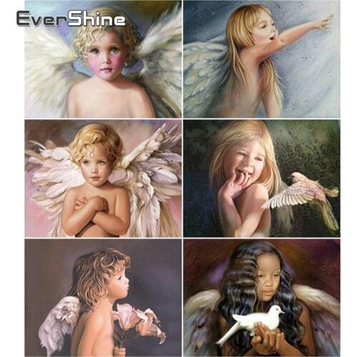 EverShine Diamond Embroidery Portrait Diamond Painting Full Square Angel Rhinestones DIY Cross Stitch New Arrival Home Decor