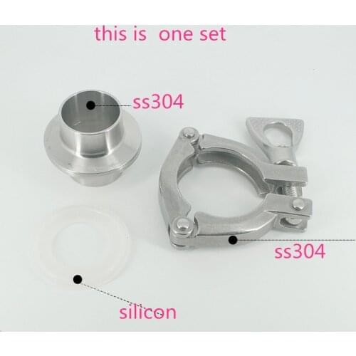 Free shipping 1.5'' 38MM-159mm Sanitary TriClamp Ferrule + Tri Clamp + Silicon Gasket SS 304