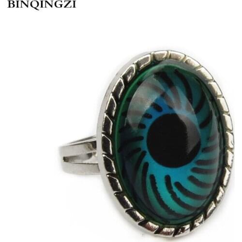 BINQINGZI Big eye Color Changing Ring mood Ring adjustable Graduation Couple anel