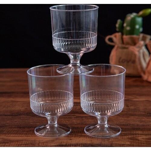 50pcs Goblet wine glass 150ml transparent pudding jelly ice cream dessert cups party favors cake fruit mousse hard plastic cup
