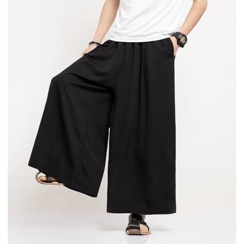 Japan Men Street Fashion Casual Straight Skirt Pant Male Fashion Hip Hop Loose Harem Trousers Kimono cotton Pant Asian Clothes