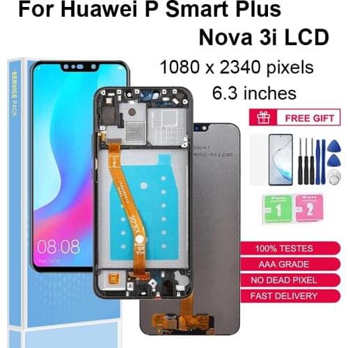 For Huawei P Smart Plus LCD Display Touch Screen Digitizer Assembly Nova 3i LCD Replacement Parts INE-LX1r LX2r LX2 With Frame