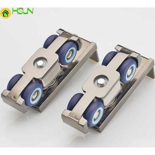 Solid wood door double row hanging wheel sliding door pulley 4 wheel hanging door track pulley Bearing weight 80kg