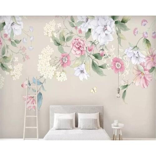 Beibehang Chinese style 3D magnolia flower bird pastoral space mural living room TV sofa background wallpaper 3D home decoration