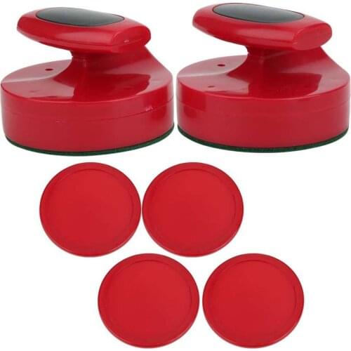 Hockey Game Table 94MM Slider Pusher Set with 4 Pucks Accessories Large Size Red Table Hockey Accessory