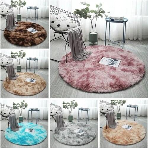 Faux Fur Round Carpet for Living Room Kids Room Long Plush Rugs for Bedroom Rest Area Play Tents Rug Floor Door Anti-skid Mats