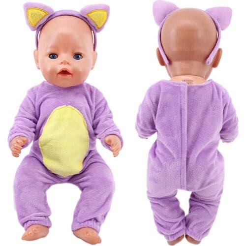 Doll Cute Animals Purple Suits New Style Clothes Fit 18 Inch American & 43cm Reborn Dolls ,Our Generation,Christmas Gift