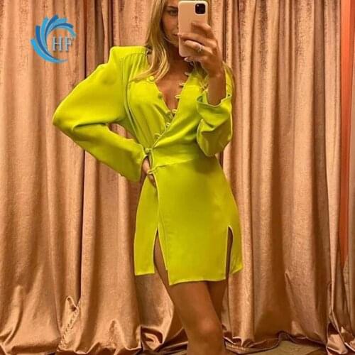 Summer Women Dress Button Sexy Dress Solid Dress V-neck Dress Side Slit Dress Loose Sundress Retro Dress Beach Dress Short Dress