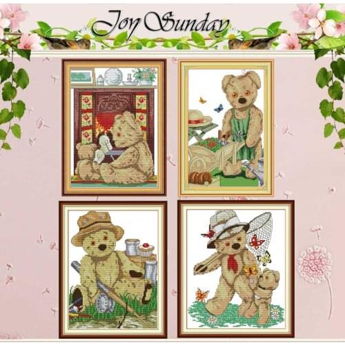 Little bear cartoon patterns counted 11CT 14CT Cross Stitch Sets DIY Chinese Cross-stitch Kits Embroidery Needlework Home Decor