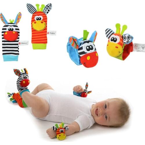 Newborn Infant Baby Boys Girls Unisex Socks Cute Cartoon Animal Cotton Soft Socks Rattles Wristband Handbells Baby Socks and Toy