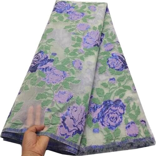 5yards/pc) Newest arrival African brocade net lace beautiful green and lilac jacquard lace fabric for party dress FHS101