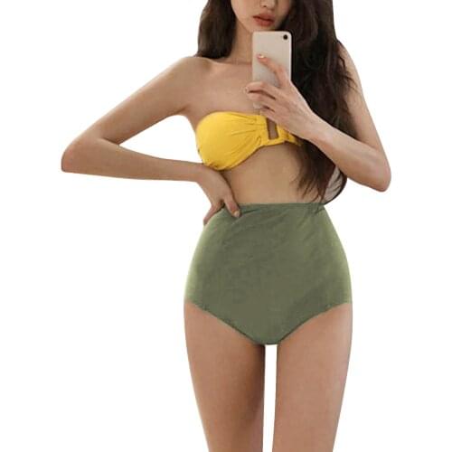 2021 New Women Lace Up Sleeveless Solid Bikini Set Beach Swimsuit Summer Padded Bras Swim Panties Biquini Ladies Bathing Suit