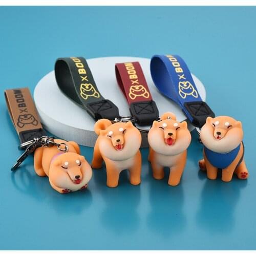 New Cute Resin Shiba Inu Keychain Cartoon Animal Doll Akita Dog Pendant Keyring Men Women Bag Car Keyfob Jewelry AccessoriesGift
