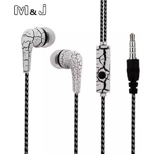 M&J Original Cell Phones Earphones Ice Cracks Design Earphone Earpiece with Microphone For iPhone Samsung MP3 MP4 PC