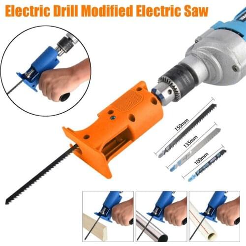 Cordless Reciprocating Saw Cutting Tool Electric Drill Modified Electric Saw Handheld Wood Metal Cutter Jig Saw with 3 Saw Blade