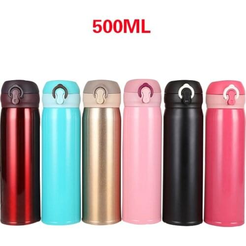 500ml Portable Thermoses For Hot Water Bottle Stainless Steel Vaccum Flasks Coffee Tea Mugs Tourist Kettle Thermo Cup With Lids