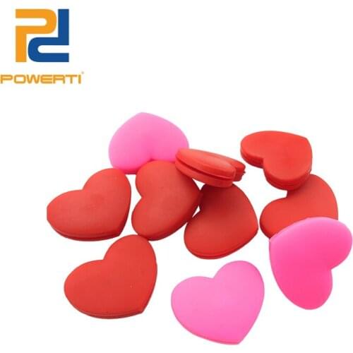 POWERTI 30pcs/lot Silicone Rubber Cute Red/Pink Heart Tennis Racket Vibration Dampener Shock Dampener for Tennis Racket