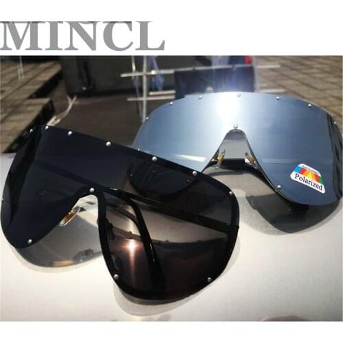 2019 New Oversize One Piece Rimless Goggle Sunglasses Women Fashion Windproof Cover Gradient Polarized Sun Glasses for Men NX