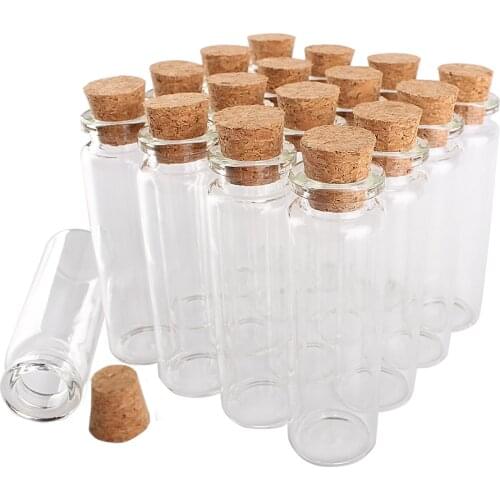50pcs 18ml Size 22*70*12.5mm Mini Glass Perfume Spice Bottles Tiny Jars Vials With Cork Stopper pendant crafts wedding gift