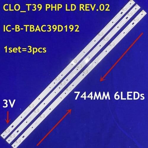 LED Backlight strip 6 lamps For PHILIPS 39'' TV IC-B-TBAC39D192 CLO_T39 PHP LD REV.02 39PFL5708/F7 39PFL4398H/12 TPT390J1-HJ1L02
