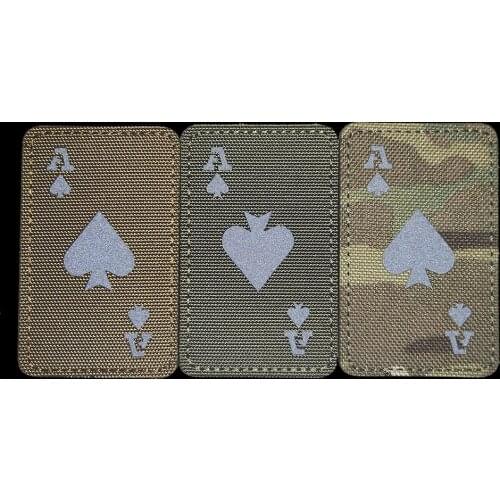 Poker A Reflective Velcros Patches Armband Badge Applique Military Spade Ace Death Card Tactical IR Patches