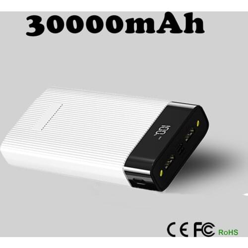 30000mah Power Bank Led Qc3.0 Fast charging External battery Stripe Pink Poverbank 2 USB Type c Mobile power For Iphone Huawei