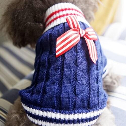 Puppy Dog Knit Sweater Pet Cat Warm Winter Classic Turtleneck Navy Sweaters Knitted Small Dogs Kitten Cats Soft Knitwear Jumper