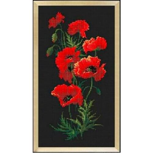 Top Quality Cute Lovely Counted Cross Stitch Kit Red poppy Flower Flowers Free Shipping