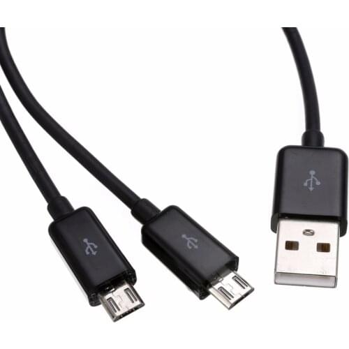 High Quality Universal USB 2.0 to Dual 2 Micro USB 2.0 Male Y Splitter Data Charger Cable Cord 0.2M/0.65FT/1M/3FT Black/White