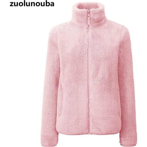 2020 Winter New Pure Coral Fleece Zipper Ladies Coat Polar Fleece Double-sided Fleece Thickened Warm Outdoor Fleece Women Jacket