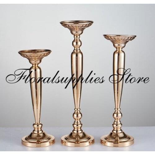 Gold Tabletop Vase Metal Wedding Flower Vase Table Centerpiece For Mariage Metal Flowers Vases For Wedding Decoration