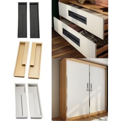 1 Pair Heavy Duty Recessed Flush Pull Finger Insert Door Handle for Sliding Door, Cupboard, Drawer, Cabinets