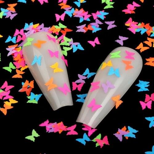 10 Bags Neon Butterfly Nail Art Sequins For Manicure Gel Nail Art Decoration Accessories Mix Color Fluorescence Glitter Flakes