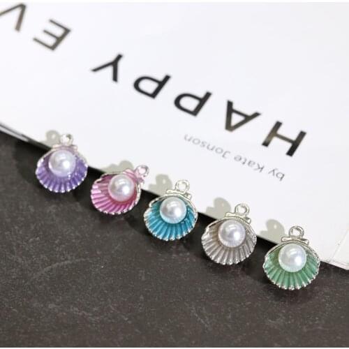 10pcs/lot Shell 13*15mm Diy Deisgn Enamel Charm for Jewelry Making Earring Bracelet or Necklace Charms