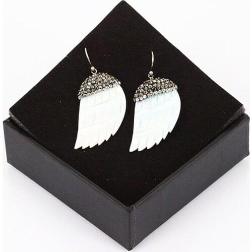 2018 New Bohemian Wing Shape Charms Dangle Earrings Fashion Shell with Rhinestone Statement Drop Earring Jewelry for Women