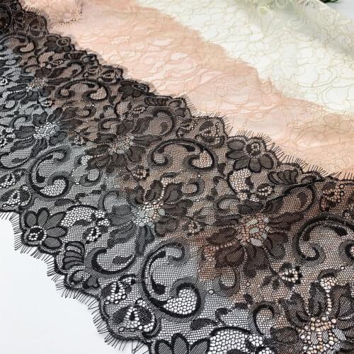 3y/lot 3 Colors 22cm Exquisite Black Silver Eyelash Lace Trim With Shimmer Trimming Garment Acce DIY Material fabric BJD Doll