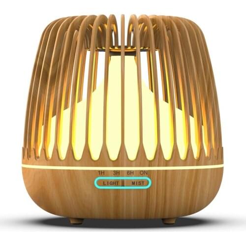 500ML Aroma Essential Oil Diffuser Ultrasonic Air Humidifier Wood Grain 7 Color Changing LED Lights Cool Mist for Home Light Woo