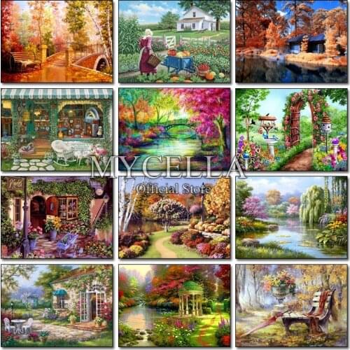 5D Diy Diamond Painting Landscapes Cross Stitch Round Rhinestone Pictures Diamond Embroidery Garden Mosaic Needlework Home Decor