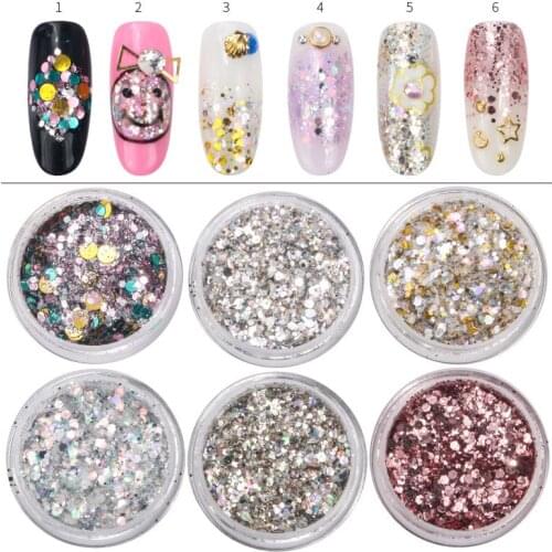 6Boxes/Set Holographic Glitter, Ultra fine iridescent Rainbow Glitters Powders nail, Laser glitter,Nail