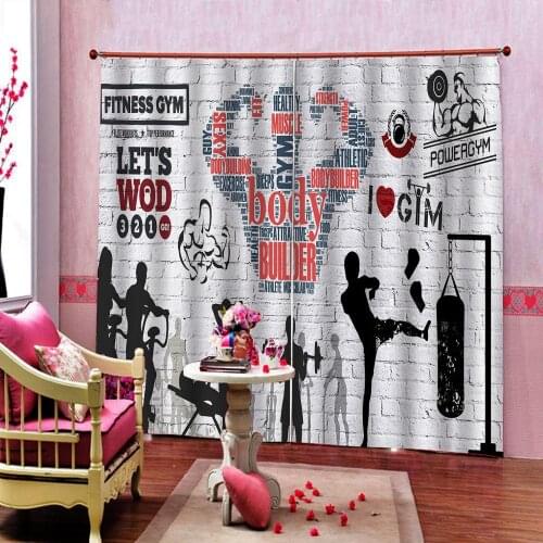 Sports fitness 3d stereoscopic curtains modern luxury curtains For Living room Bedroom Blackout Window Drapes home Decor