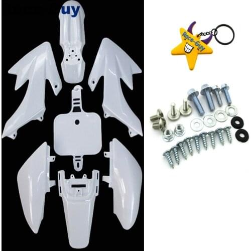 White Plastic Fairing Fender Body Kits + Mounting Screws For Honda CRF50 XR50 Chinese Pit Dirt Trail Bike Coolster Roketa SSR 50