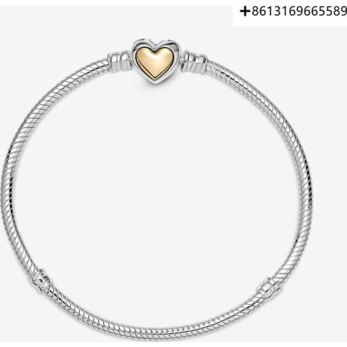 Simple boutique 925 sterling silver gold color dome heart series bracelet, men and women