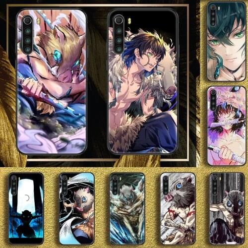 Hashibira Inosuke Anime Demon Slayer Phone case For Xiaomi Redmi Note 7 7A 8 8T 9 9A 9S 10 K30 Pro Ultra black soft bumper