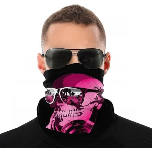 DJ Skull Music Magic Scarf Neck Face Mask Unisex Fashion Tube Mask Seamless Bandanas Polyester Headband Cycling Hiking