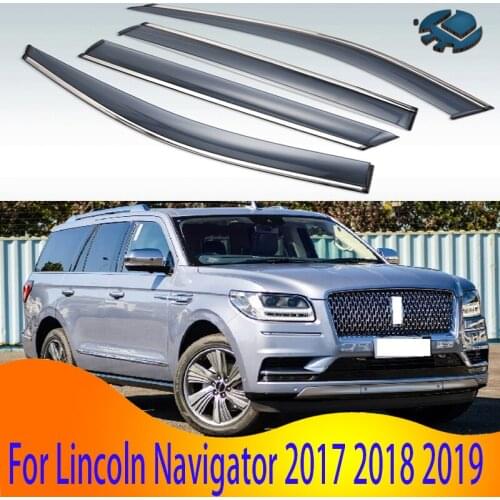 For Lincoln Navigator 2017 2018 2019 Plastic Car Window Visors Rain Sun Visor Shield Cove Accessories 4PCS