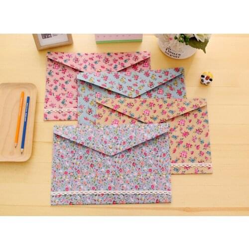 Pastoral style elegant file bag, floral A4 file storage bag, felt file bag